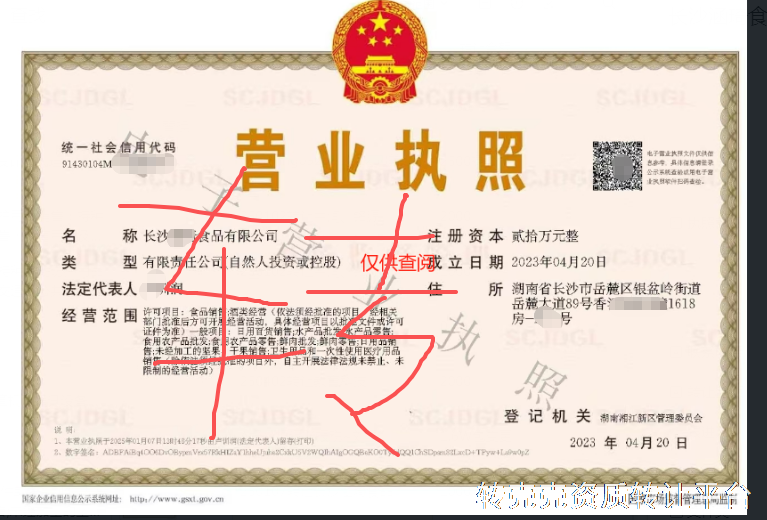 出长沙**年食品公司