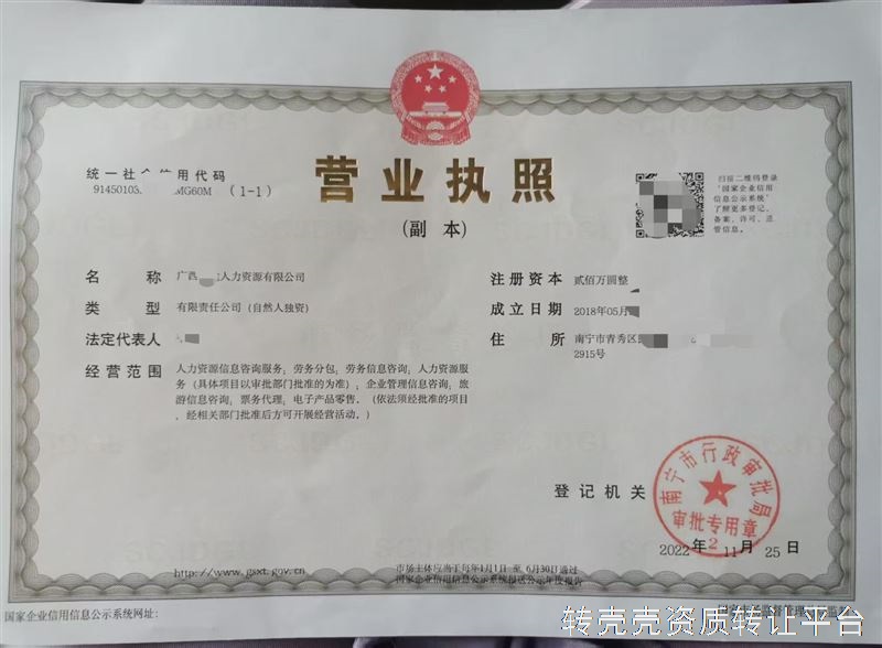 南宁人力资源满**年空壳公司