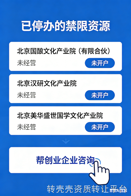 现成文化产业院转让，未经营未开户，行业优质壳资源，助力你的创业之路快人一步