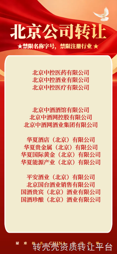 北京中控医药有限公司转让